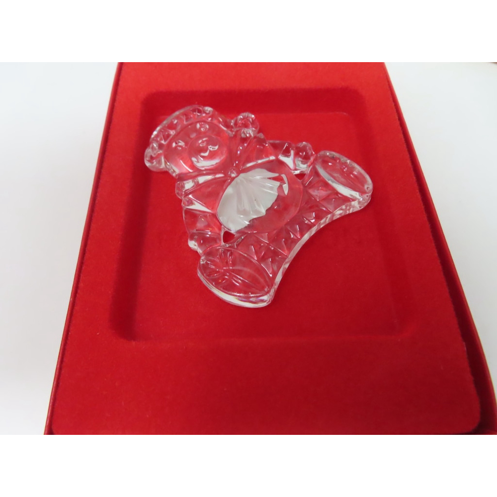 Gorham Lead Crystal Holiday TEDDY BEAR Christmas Ornament With Box C598